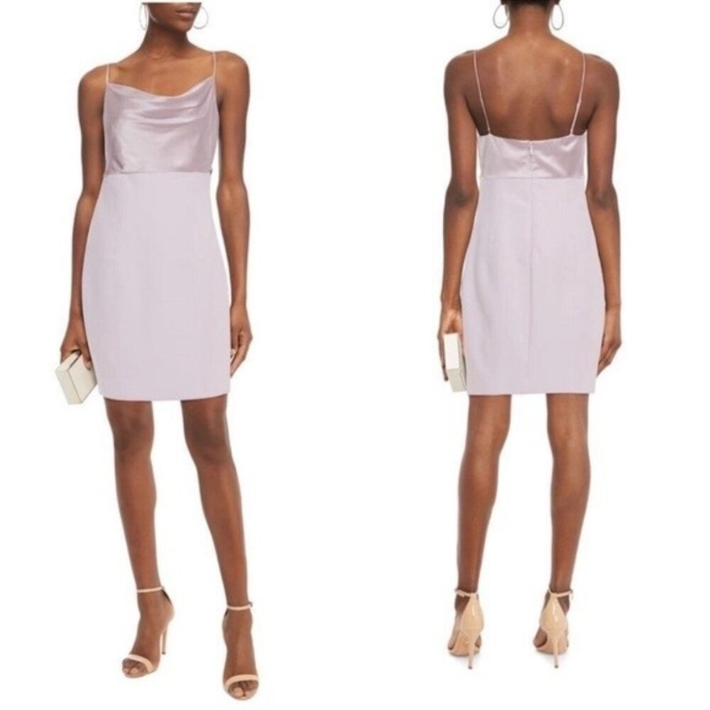 Cinq a Sept Karina Cowl Neckline Silk Satin Mini Dress in Lilac Size 10